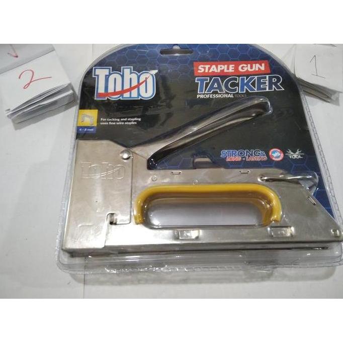 mesin staples tembak penempel kertas taplak meja gun tacker toho