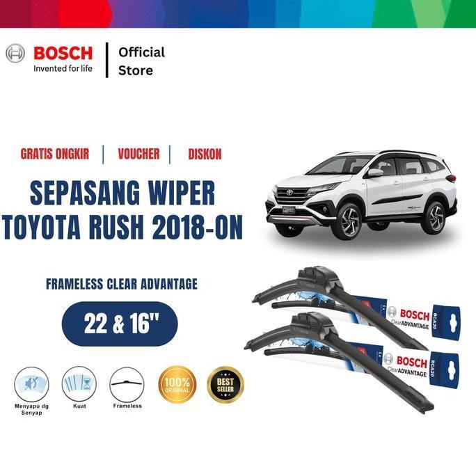 Original.. Bosch Wiper Kaca Mobil Rush 2018-On Frameless Clear 22" & 16" Original Oem