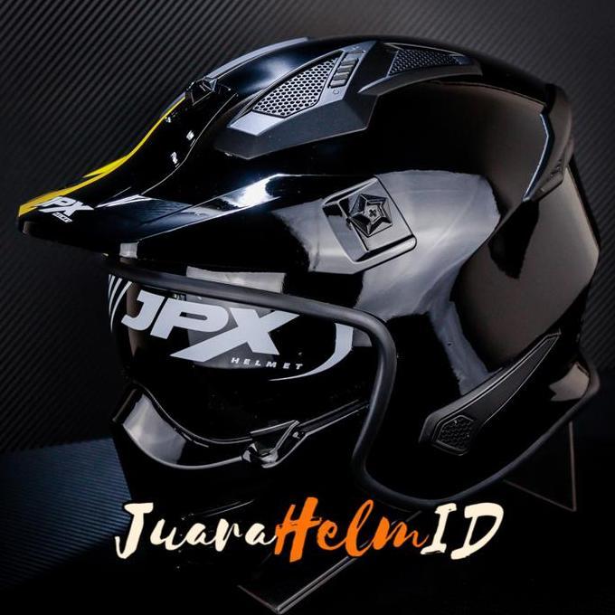 JPX HELM MX726R MX04 / SUPER BLACK YELLOW / MX726 R CROSSOVER MX 04