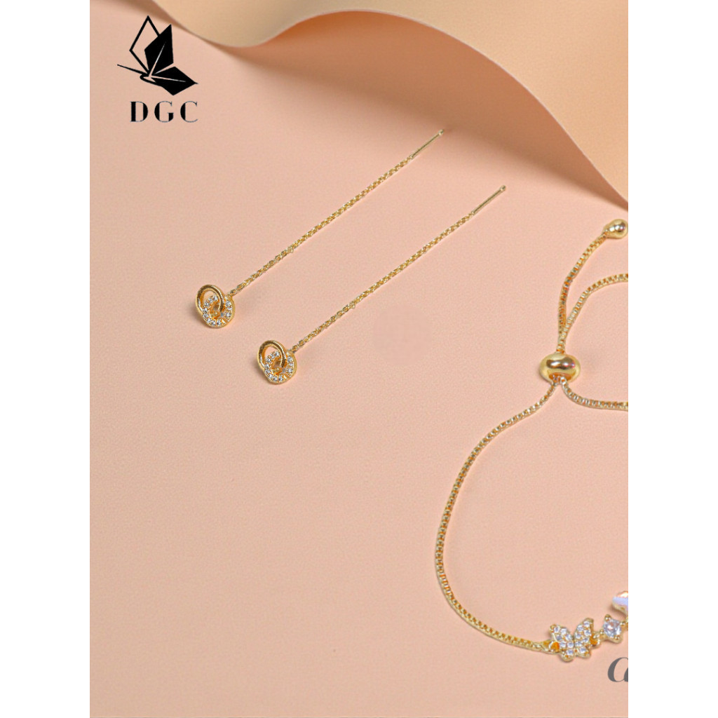 D.G.C[COD]Set Perhiasan Titanium Asli Anti Karat Gelang Kupu Dan Anting Rumbai Wanita Cantik Anting 