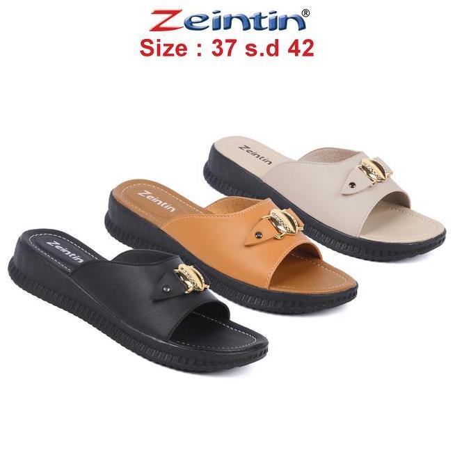 Zeintin Sandal Wanita Kulit Sintetis Sendal Selop Wanita Zeintin Jepit