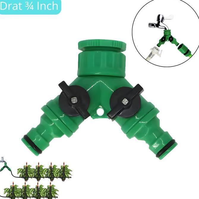 YOGSIXO Splitter Model Y Konektor Selang Kran Air 3/4 Inch 2 Cabang Nozzle Irigasi Taman