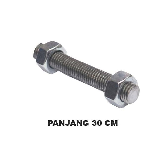 ASTAROL EELIC BED-M12X30 Mix Besi drat M12 baut ulir diameter 12mm x panjang 30cm + mur12 mm 2pcs fu