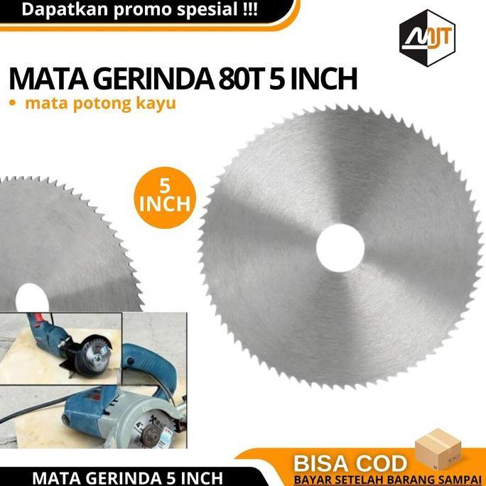 IYLBISC Mata Gerinda 5inch Potong Belah Kayu Mata Gerinda Gergaji Pemotong Kayu Tajam 80T 5inch