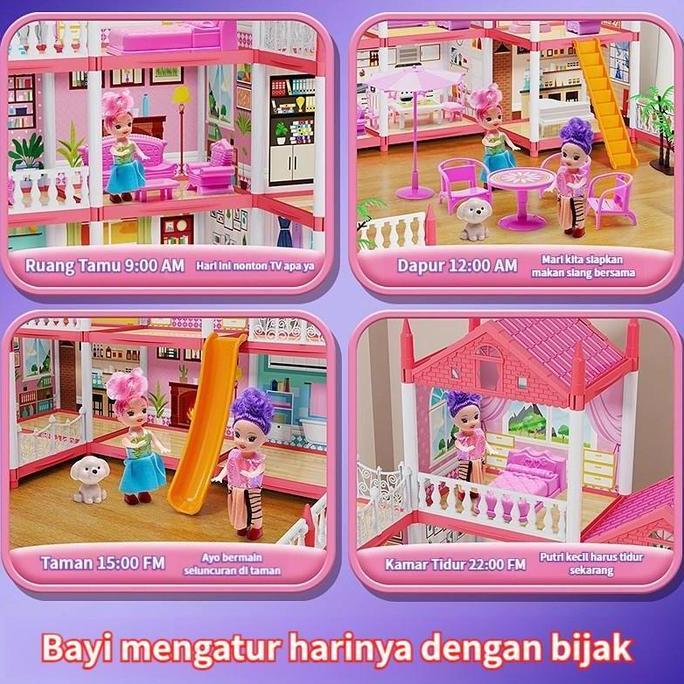 Mainan kastil putri bergaya Disney untuk anak perempuan, rumah bermain dan mainan anak perempuan