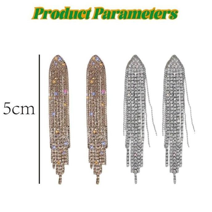 AHROKA Anting Juntai Panjang Anting Panjang Wanita Anting Berlian Panjang Korean Look Simple Elegan 
