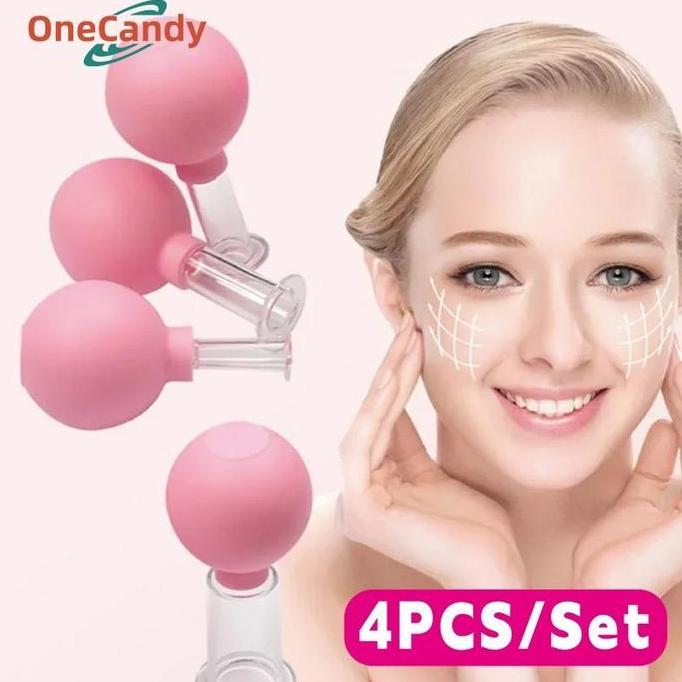 LORASTA 4PCS/Set Facial Cupping Cup Bekam Wajah - Alat Bekam Wajah - Cupping Bekam - Bahan Kaca Faci