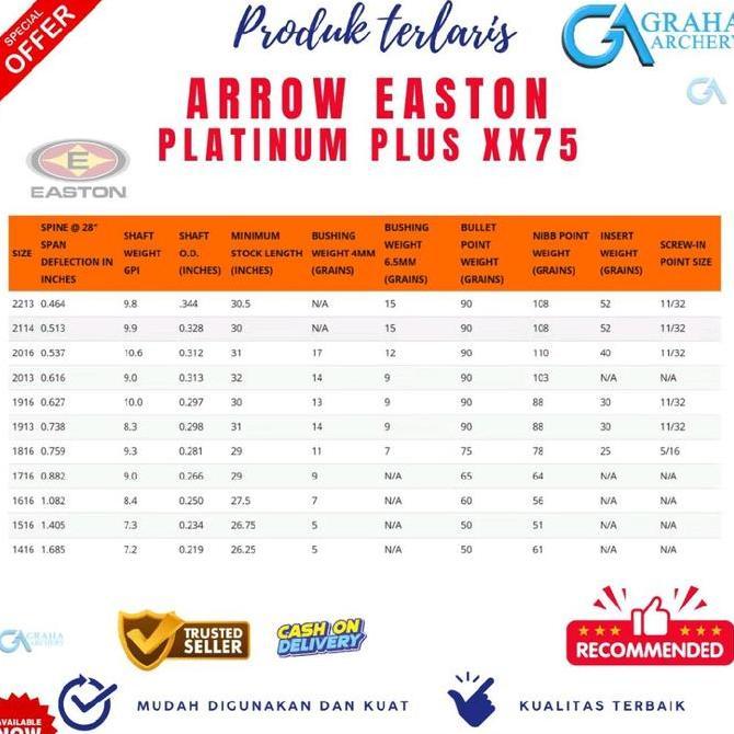 ANAK PANAH EASTON PLATINUM IMPOR 1 LUSIN