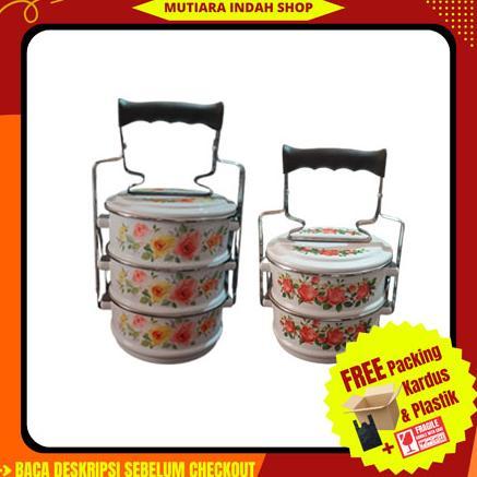PROMO TERBARU Rantang Enamel Susun / Tempat Makan / Rantang Piknik Susun 2, dan Susun 3