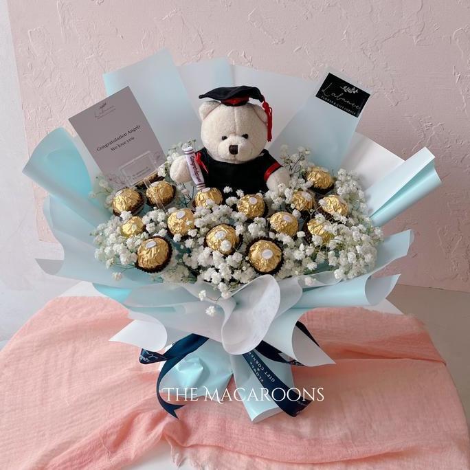Buket Coklat Ferero Rocher Bouquet Bunga Boneka Wisuda  Murah dan Lucu