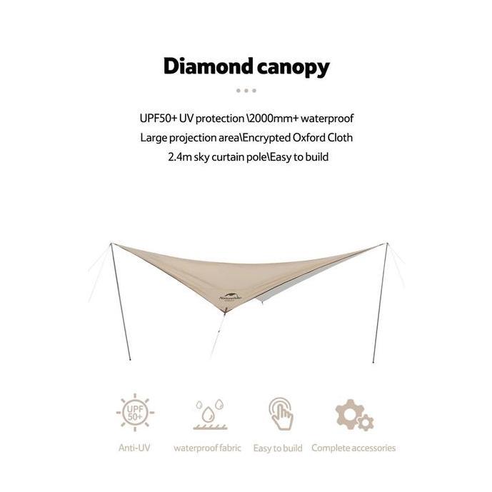 Flysheet Set Dengan Tiang Diamond Naturehike CNH22ZP009 Fly Sheet Estetik Waterproof Canopy Atap Ten