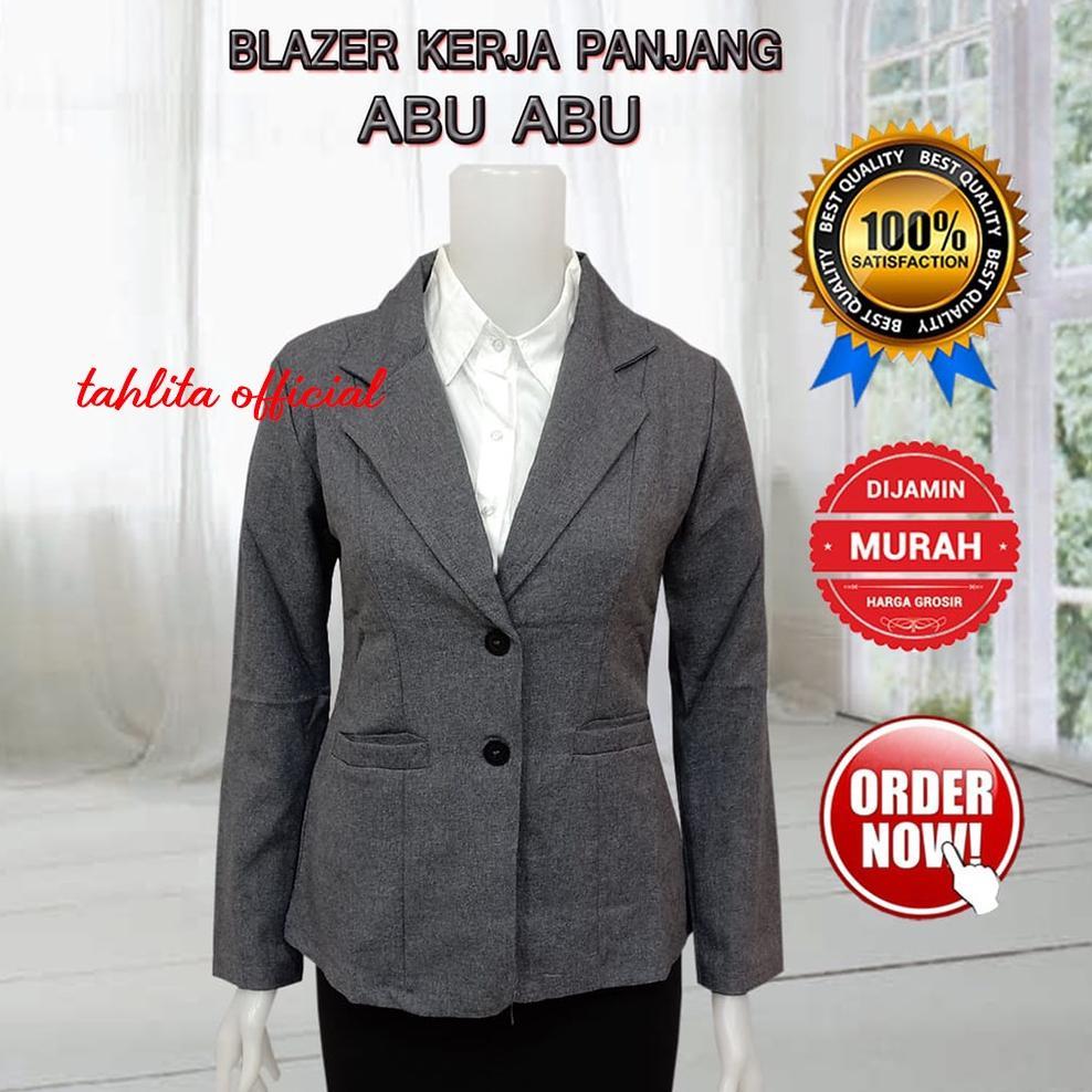Exclusive Blazer Formal Wanita Hitam Putih Dongker Abu Ukuran S - 5L Jas Blezer Kancing Dua Bahan Ga