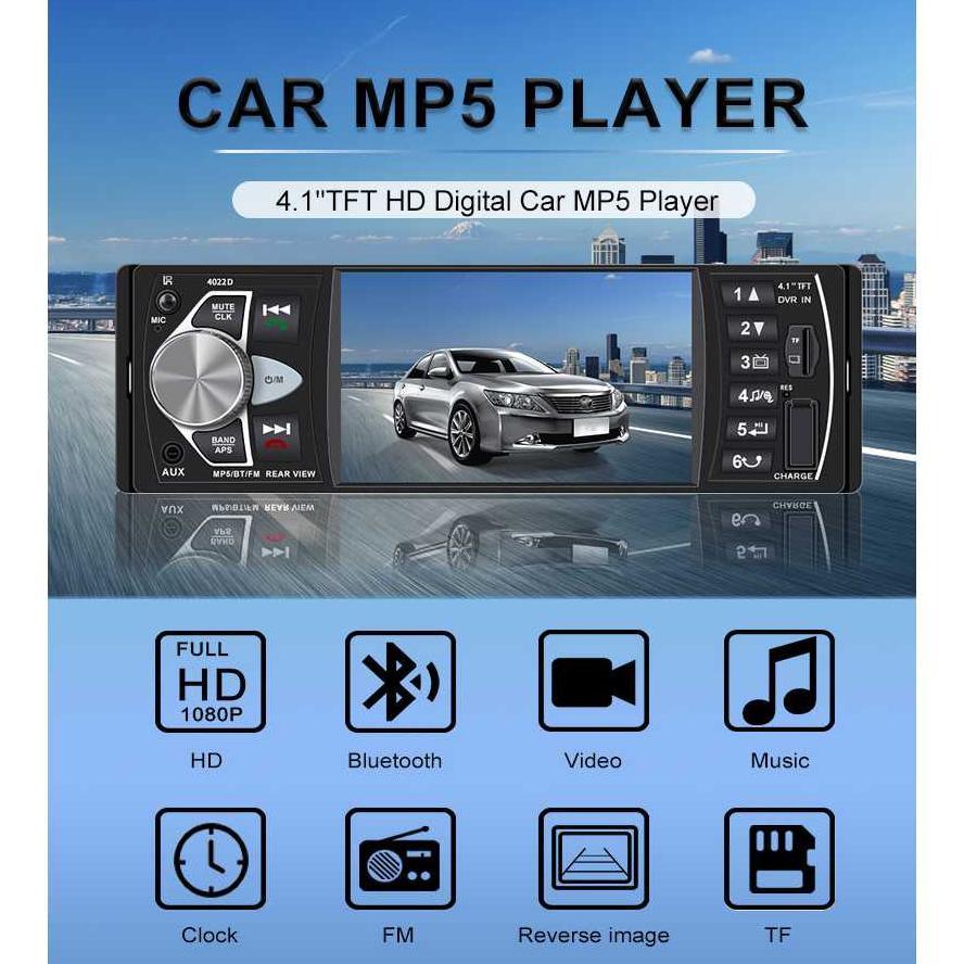 Tape Audio Mobil Bluetooth MP5 Player Layar Parkir Monitor 4.1 Inch 4022D Support Video 1080P