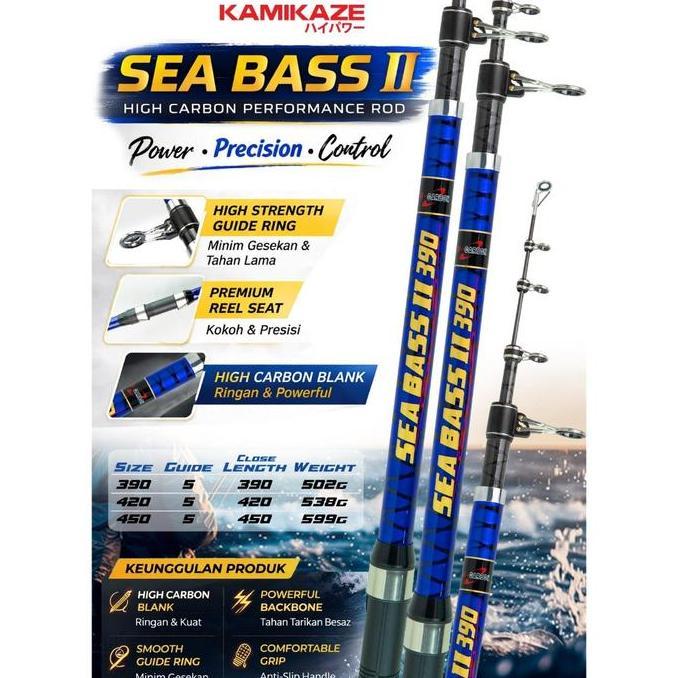 KAMIKAZE Joran Surf SEA BASS II 390 - 450CM High Carbon Blank Premium Reel Seat Surf Rock Fishing Ma