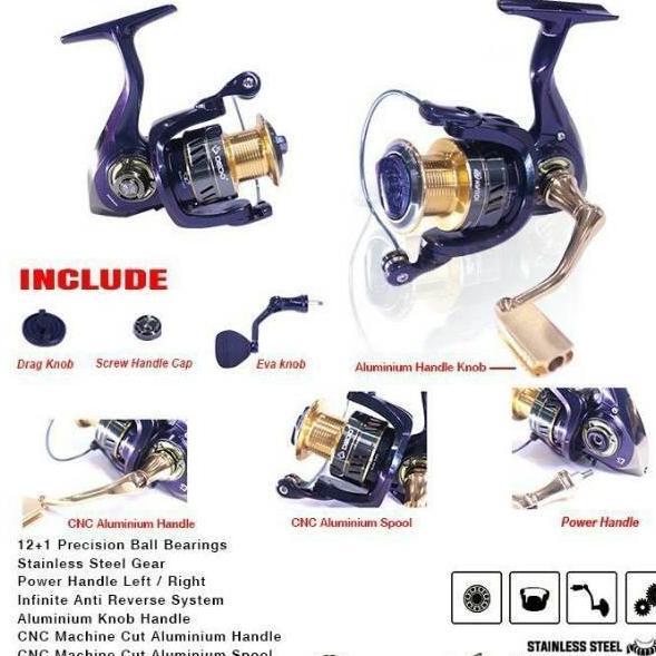 REEL DAIDO IGUANA SPIN 12 BEARING UKURAN 1000 SAMPAI 6000 POWER HANDLE