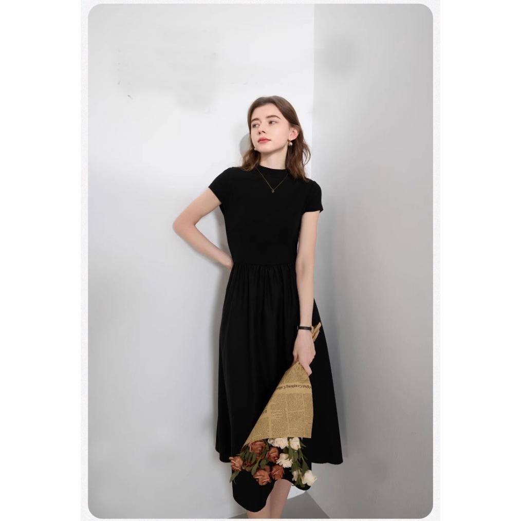 Promo Gaun Hitam Bergaya Prancis/Dress Hitam Korean Style Long Jumbo 80Kg/Panjang Gaun Tinggi Gaun S