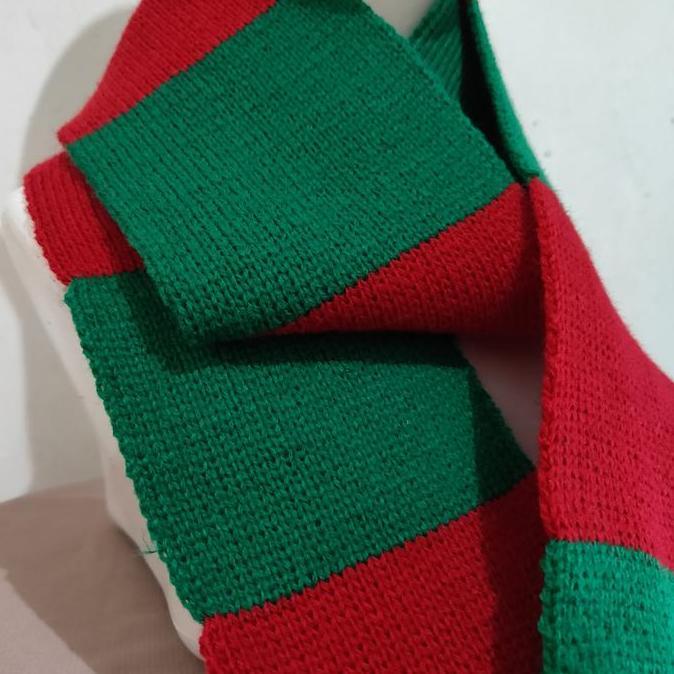 [NATAL] Syal scarf rajut belang Merah Hijau Natal Christmas Desember