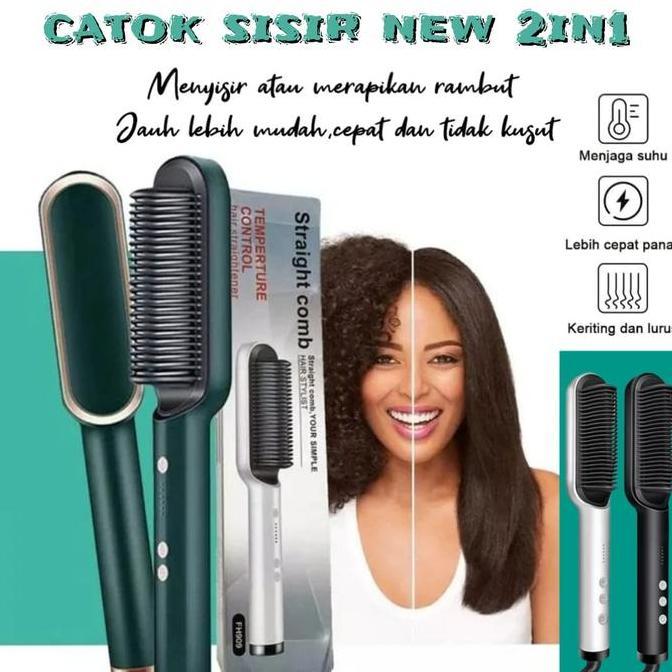 RESDEKAH NEW SISIR CATOK Pelurus Rambut 2in1 / Catok Keriting Lurus / Sisir Pelurus Rambut PROTOK