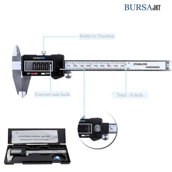 OVMIDEX JANGKA SORONG SIGMAT DIGITAL 150 MM LCD BOX STAINLESS HARDENED sigmat  stainless