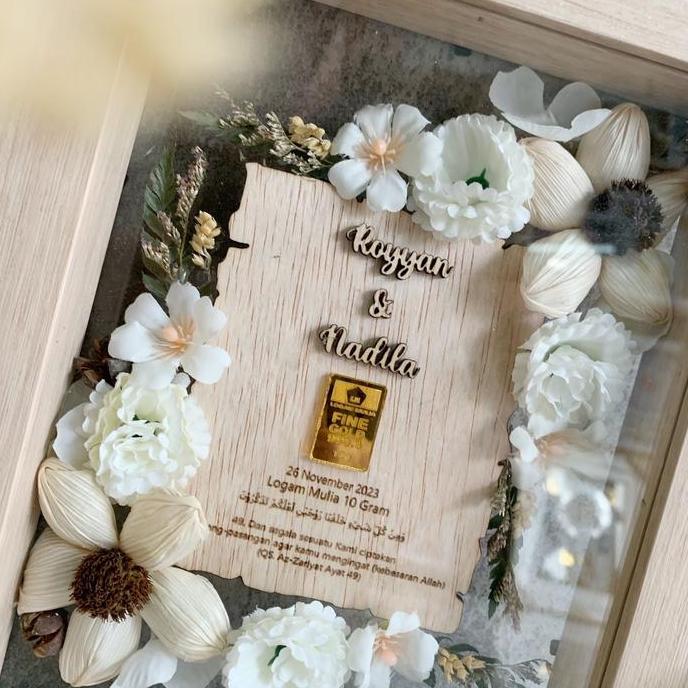 Bingkai mahar Pernikahan Rustic Kado mahar Kayu DS