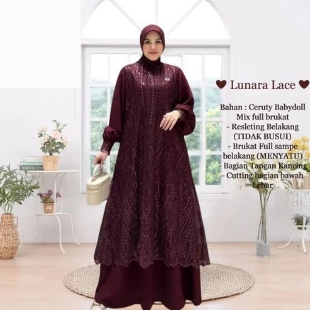 Mulus Innara Dress Baju Gamis Wanita Muslimah Terbaru Bahan Ceruty Babydoll Mix Borkat Premium Mewah