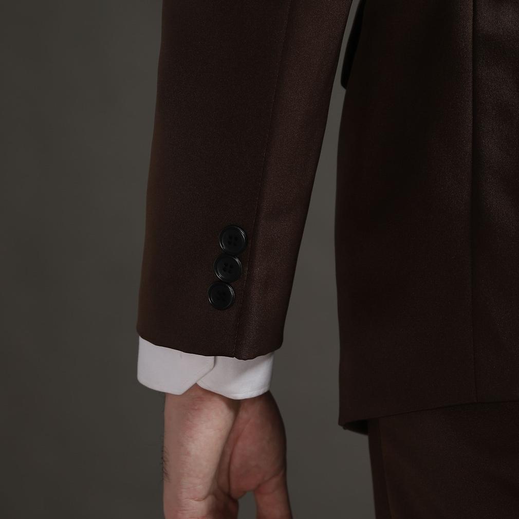 Diskon Setelan Jas Celana & Rompi Pria High Quality - Coklat - Goldy Outfit