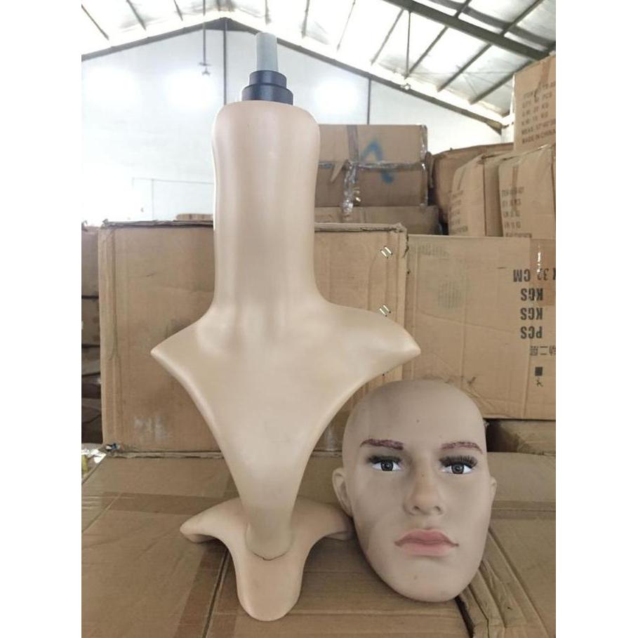 MANEKIN KEPALA COWOK DEWASA FULL PLASTIK IMPORT/PATUNG KEPALA PRIA GS