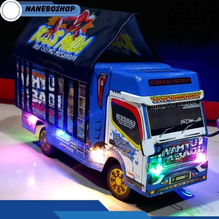 Truk Oleng Mainan Miniatur Truk Ada Lampu Dan Terpal