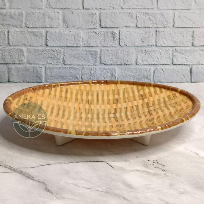 Piring Oval Melamin Motif Rotan - Piring Saji - W7809 TP