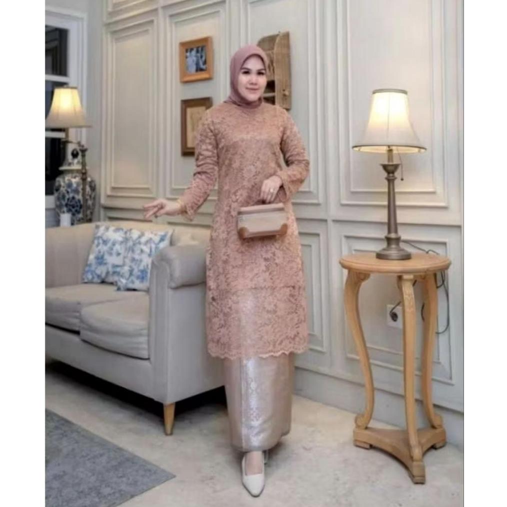 Diskon Ready Setelan Kebaya Brukat Dan Songket Lilit//Setelan Kebaya Tunik Brukat Bawahan Songket Mo