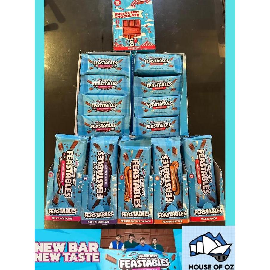 (NEW VERSION) Coklat Mr Beast Feastables Chocolate Bar - Snack Cokelat Susu Kacang - 60g & 35g