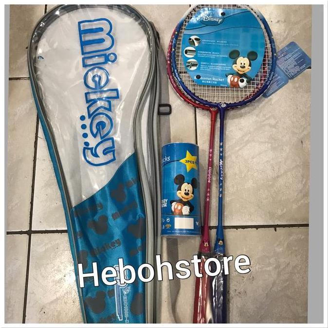 Raket badminton bulutangkis isi 2 Bonus Kok karakter Murah bagus