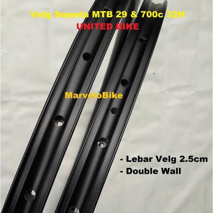 Rims Velg Sepeda MTB 29 Fixie RoadBike 700c 32 Hole FV Merk UNITED
