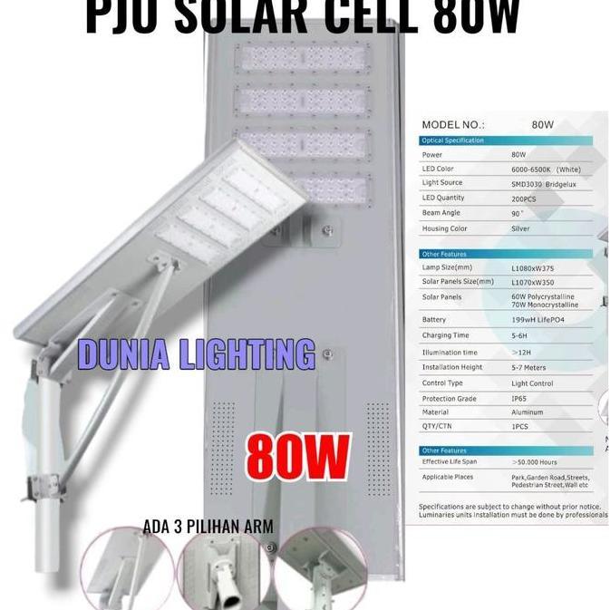 LAMPU JALAN LED SOLAR CELL 80WATT PJU TENAGA SURYA 80 WATT PANEL 80W W