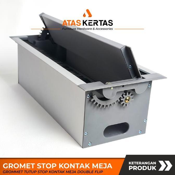 Murah Stop Kontak Tanam Meja Meeting Double Open Flip Aluminium Box Cover Stop Kontak Tanam