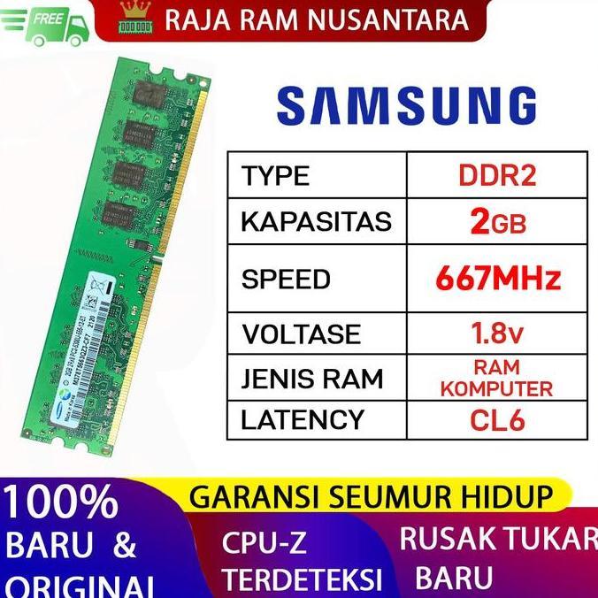 RAM PC SAMSUNG DDR2 2GB 667MHz PC 5300 1.8v ORI RAM KOMPUTER DDR2 2GB LONGDIMM