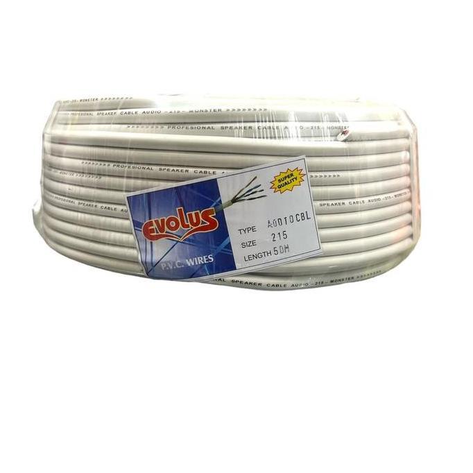 Grosir Kabel Listrik/Audio Serabut Evolus 2 X 1.5Mm (50 Meter) Putih - Merek Evolus