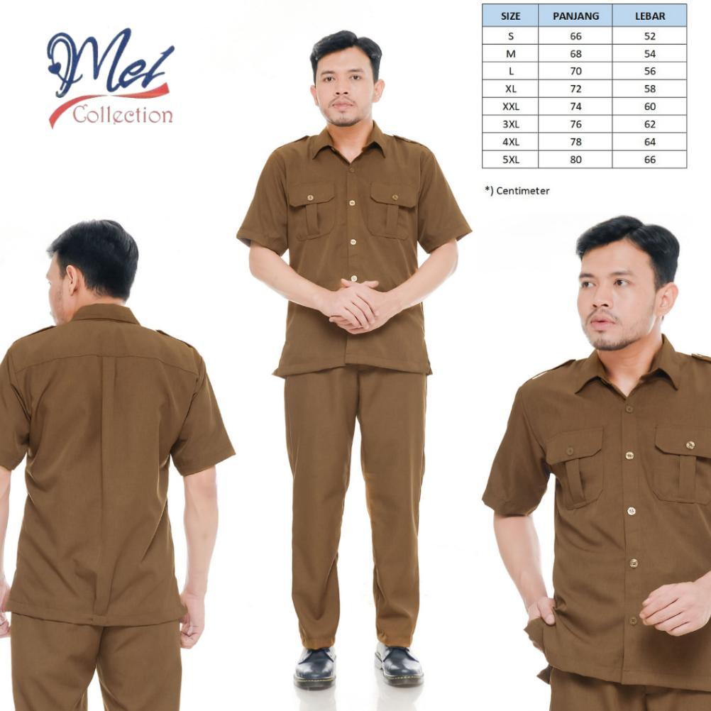 Terlaris [Premium] Seragam Pns Pemda Pria Khaki Tua Baju Asn Pegawai Negeri/Bahan Semi Wool Adem/Ser