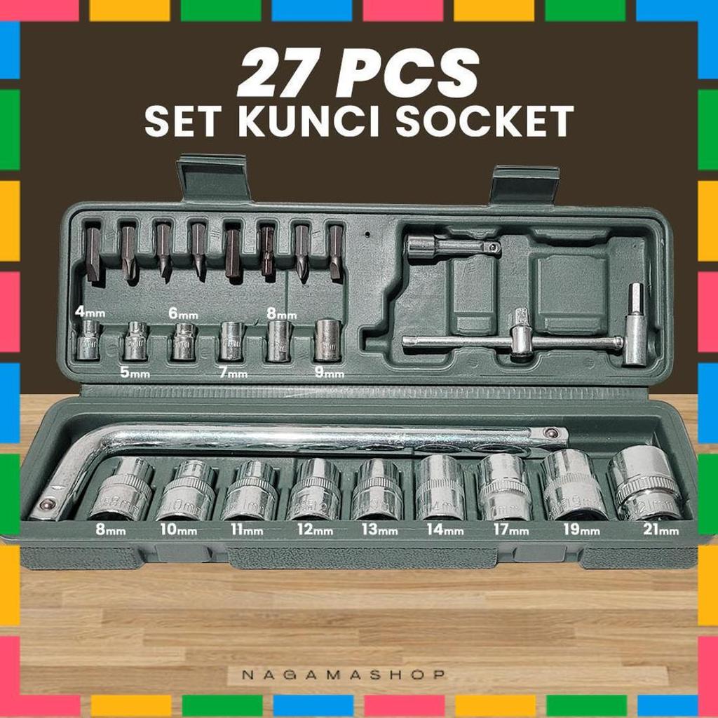 Exclusive Kunci Sock / Socket / Shock / Sok Wrench 27 Pcs , Kunci 40 , Kunci 10 , Kunci 46 , Kunci 1