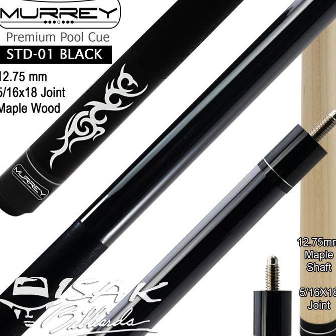 Murrey Std-1 - Maple Pool Billiard Cue Stick - Stik Biliar - Hitam