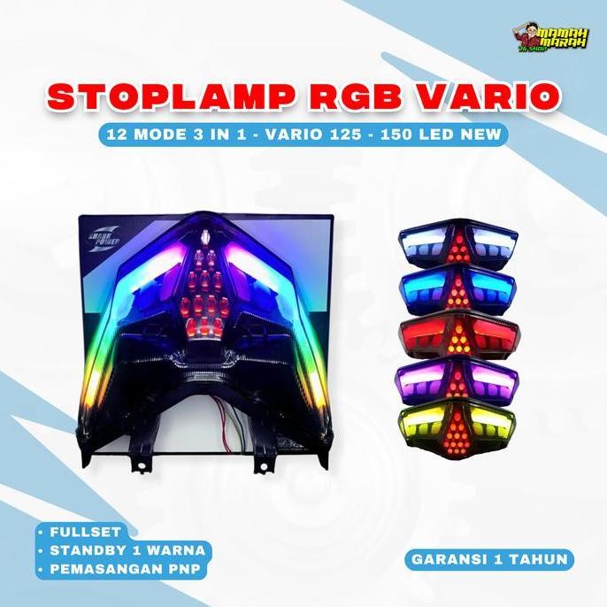 NEW STOP LAMP RGB VARIO 125 150 LED NEW LAMPU BELAKANG VARIO 12 MODE WARNA PNP MOTORCYCLE STOPLAMP O