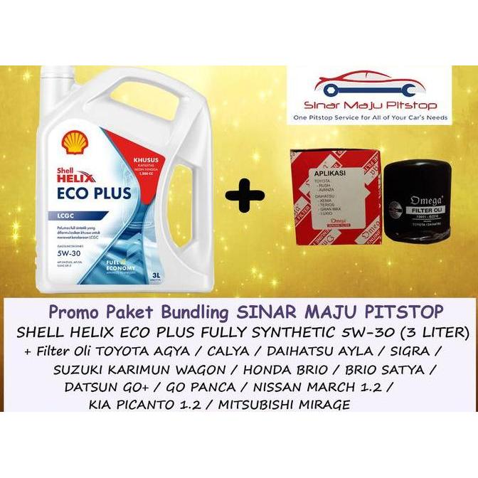 Paket SHELL HELIX ECO 5W-30 & FILTER OLI MOBIL DATSUN GO PANCA