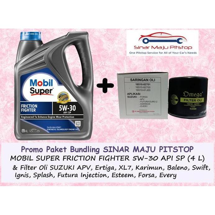 Paket Oli MOBIL SUPER 2000 SN 5W-30 & Filter SUZUKI APV & ERTIGA & XL7