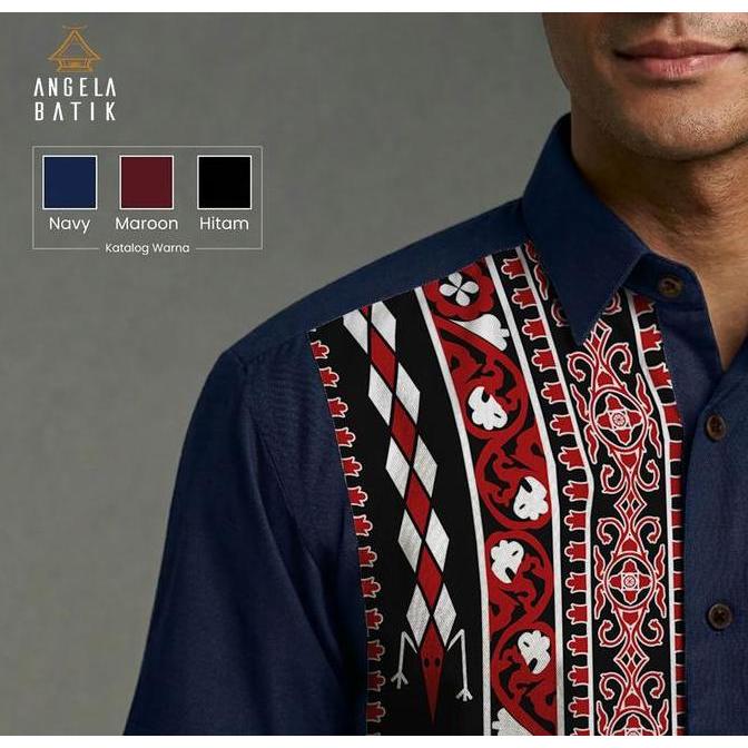 Kemeja Batik Pendek Pria Motif Ulos | Kemeja Batak Etnik Karo BK4 murah