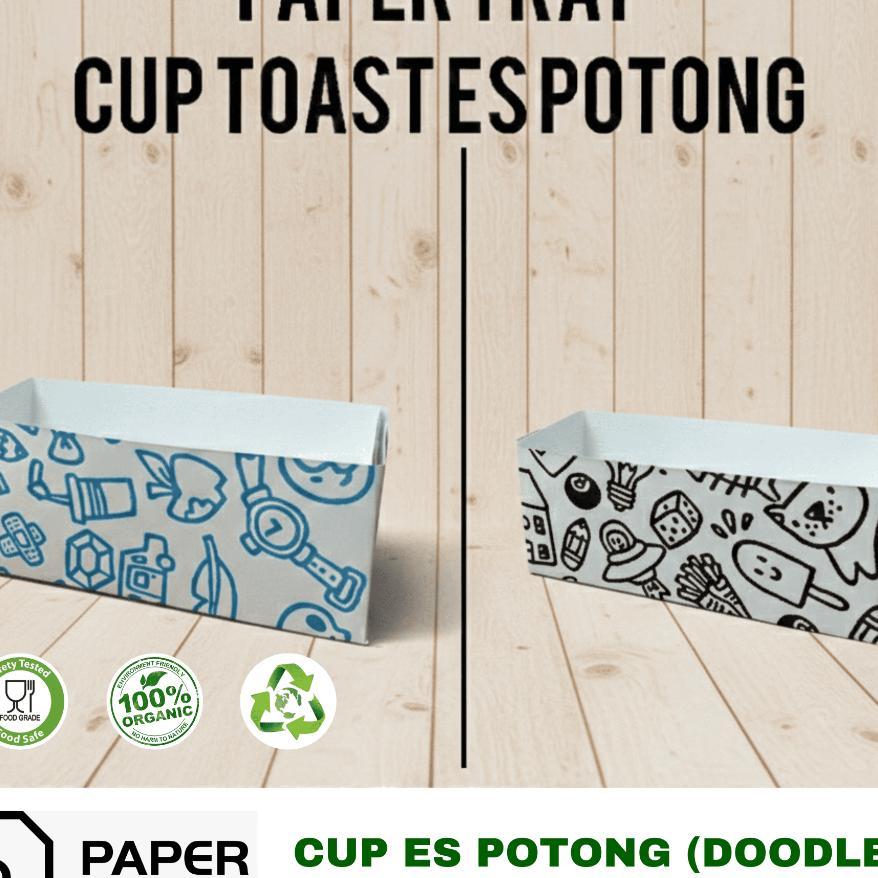 (100 Pcs) Kotak Es Potong Roti (Besar) Motif Doodle/Wadah Es Potong/ Kotak Es Cream Singapura