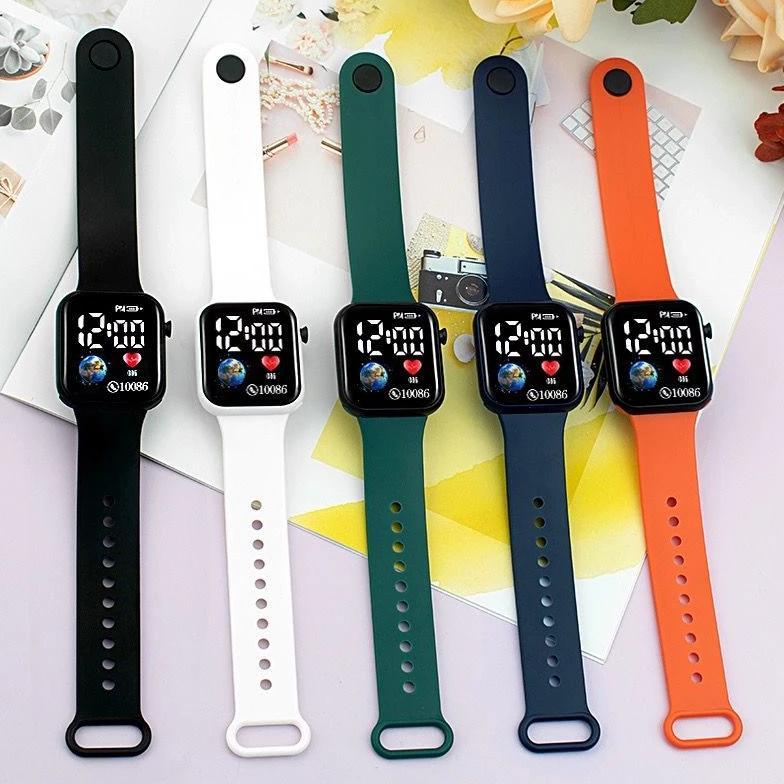 diskon littlefeliz ja07 jam tangan led digital pria wanita rubber electronic fashion couple anak rem