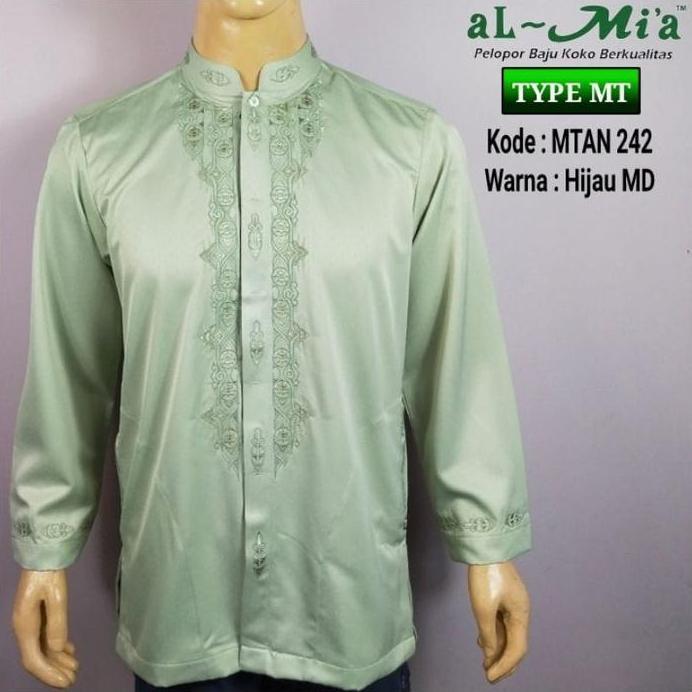 Ready stock 2022 Baju koko pria al mia MT lengan panjang hijau muda 100% original