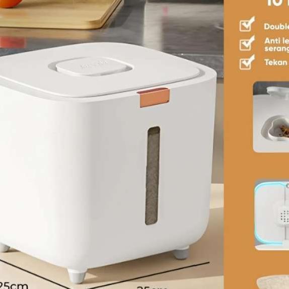 Dispenser Beras 10 Kg Anti Kutu Tempat Beras 10Kg Wadah Beras Tempat Penyimpanan Beras