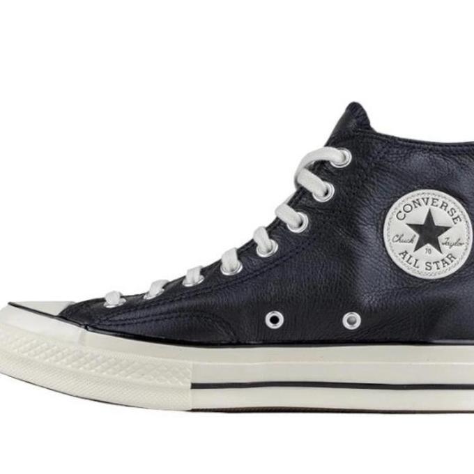 New SEPATU CONVERSE CT LEATHER 70S HI BLACK WHITE EGRET