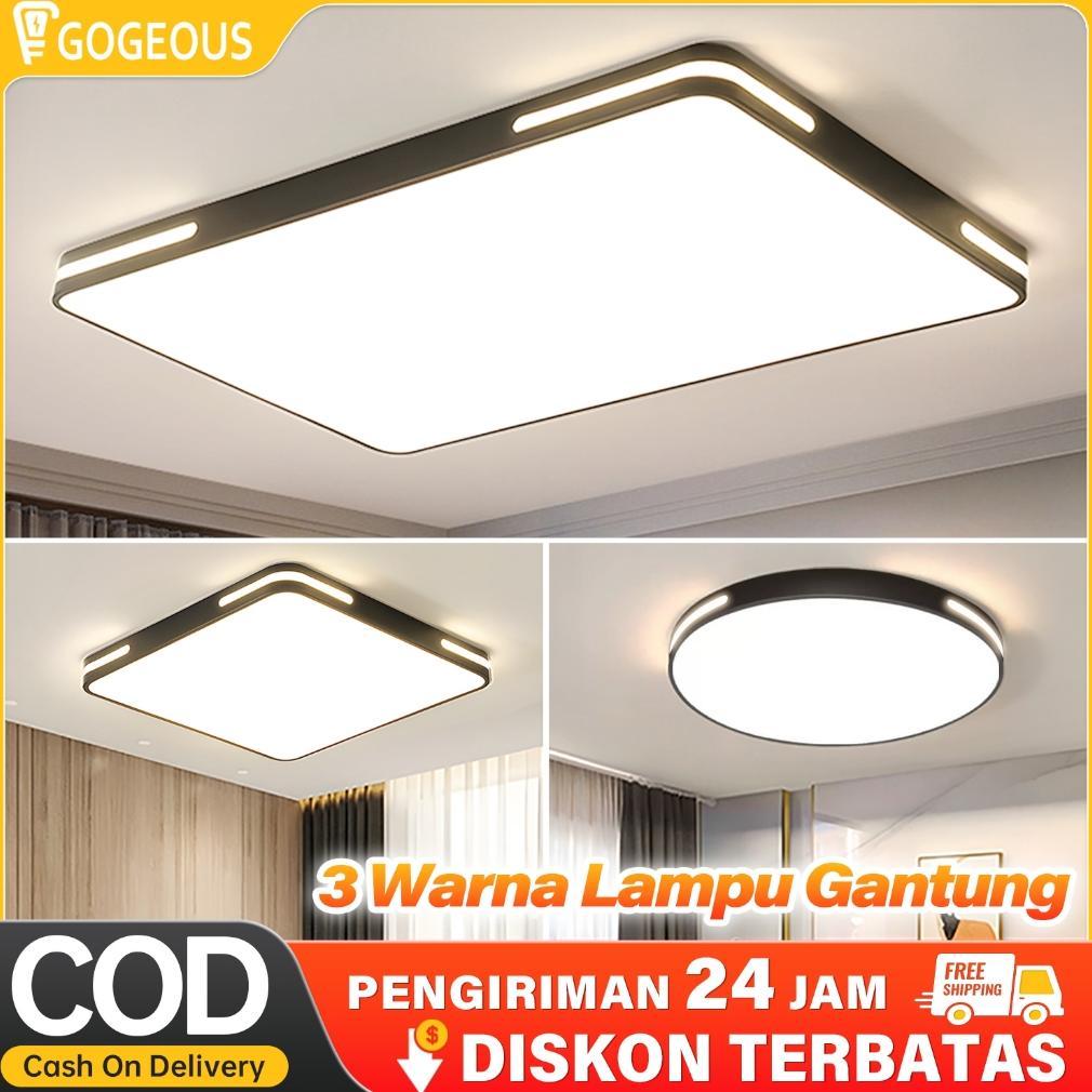 Lampu Plafon Minimalis Modern Gaya Bulat Pvc 36Watt LED 3 Warna Lampu Plafon Ruang Tamu Kamar Remote